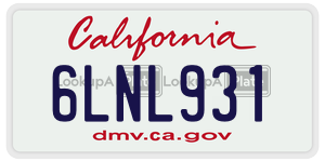 6LNL931  license plate in CA