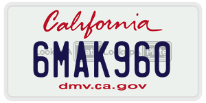 6MAK960 license plate in California