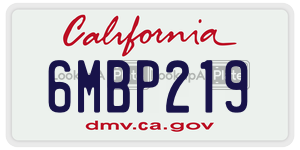 6MBP219  license plate in CA