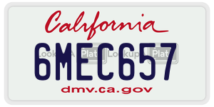 6MEC657  license plate in CA