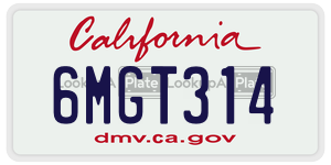 6MGT314 license plate in California
