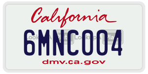 6MNC004 license plate in California