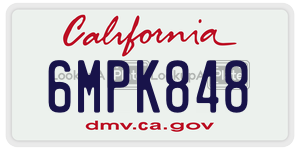 6MPK848 license plate in California