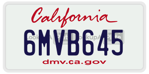 6MVB645 license plate in California