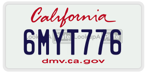 6MYT776  license plate in CA