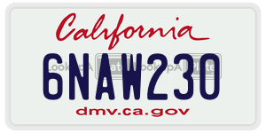 6NAW230 license plate in California
