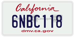 6NBC118  license plate in CA