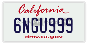 6NGU999 license plate in California