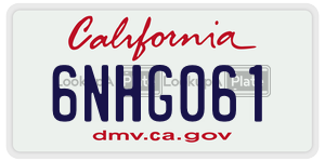 6NHG061  license plate in CA