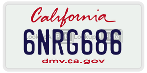 6NRG686  license plate in CA