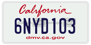 6NYD103 license plate in California
