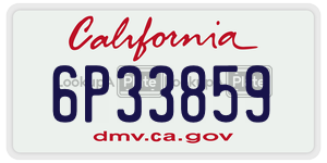 6P33859  license plate in CA