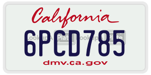 6PCD785  license plate in CA