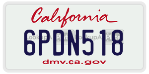 6PDN518 license plate in California