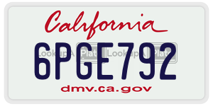 6PGE792 license plate in California