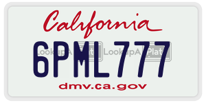 6PML777  license plate in CA