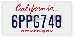 6PPG748  license plate in CA