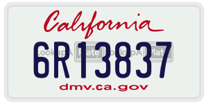 6R13837 license plate in California