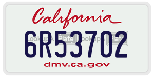 6R53702 license plate in California
