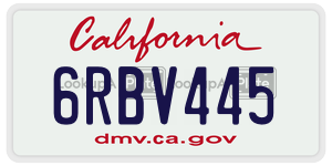 6RBV445 license plate in California