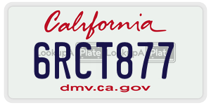 6RCT877 license plate in California