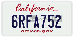 6RFA752  license plate in CA