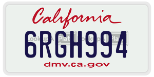 6RGH994 license plate in California