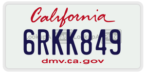 6RKK849 license plate in California