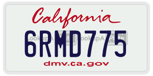 6RMD775  license plate in CA