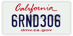 6RND306 license plate in California