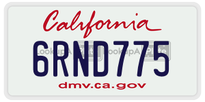 6RND775  license plate in CA