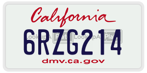 6RZG214  license plate in CA