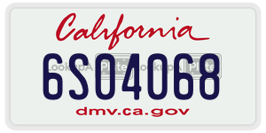 6S04068  license plate in CA