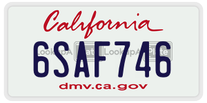6SAF746 license plate in California