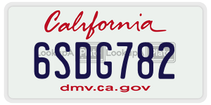 6SDG782  license plate in CA