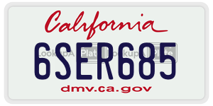 6SER685 license plate in California