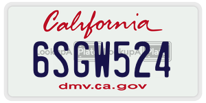 6SGW524  license plate in CA