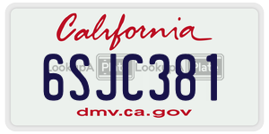 6SJC381 license plate in California