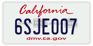 6SJE007  license plate in CA