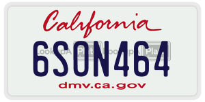 6SON464  license plate in CA