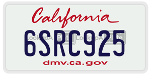 6SRC925 license plate in California