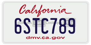6STC789  license plate in CA