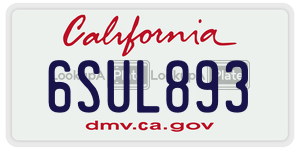 6SUL893 license plate in California