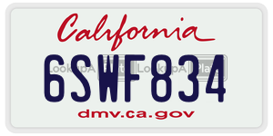 6SWF834  license plate in CA
