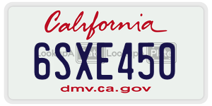 6SXE450 license plate in California