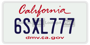 6SXL777 license plate in California