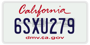 6SXU279 license plate in California