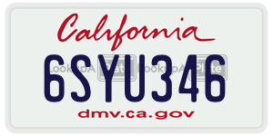 6SYU346  license plate in CA