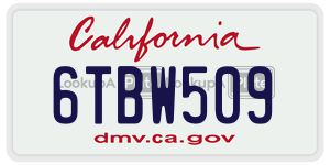 6TBW509  license plate in CA
