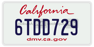 6TDD729 license plate in California